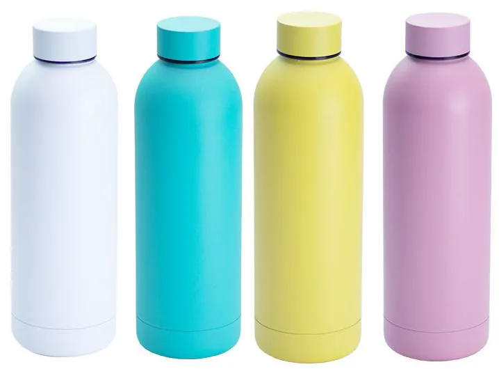 Gul termoflaske på 500 ml før logo, navn eller motiv påføres